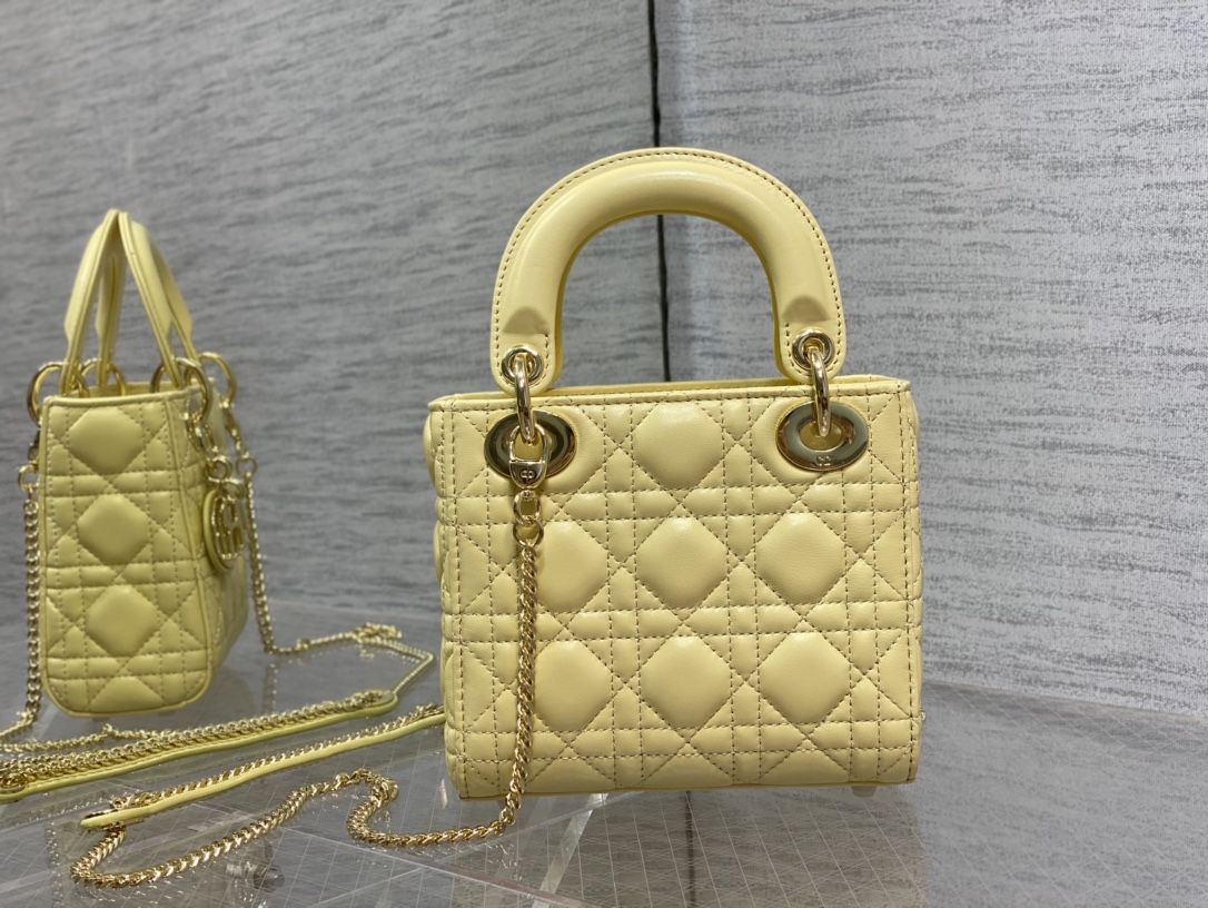 Mini Lady Dior Bag Light Yellow Cannage Lambskin